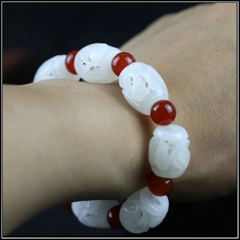 

Genuine hetian jade bracelet brand new hollow hand-carved jade beads bracelets bangle jade jewelry jadeite jade