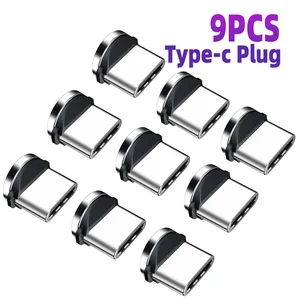 9pcs converter charging cable adapter for mobile phone 360 degree rotation magnetic tips replacement parts easy operate durable free global shipping