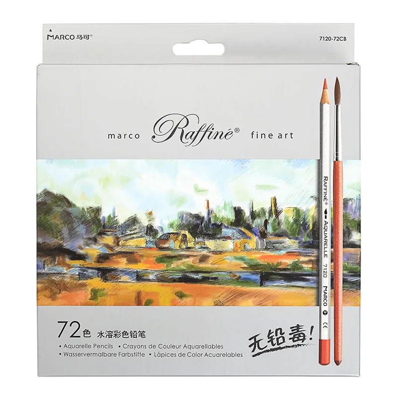 WaterColor 7100-72CB Marco Raffine 7100-24/36/48/72 со стирающимися чернилами масла/воды Цвет привести Набор деревянных карандашей для начинающих Профессиональный картины художника - Цвет: WaterColor 7100-72CB