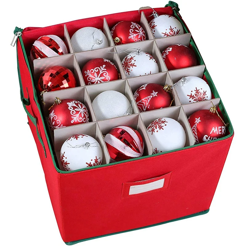 

Christmas Ornament Storage Box with Adjustable Dividers, Hold Up to 64 Ornaments Balls & Christmas Accessories