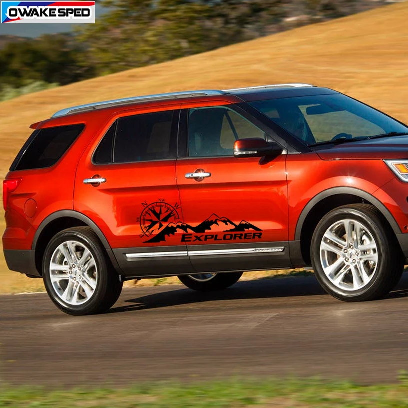 Двусторонняя Автомобильная дверь боковая наклейка графика горного компаса