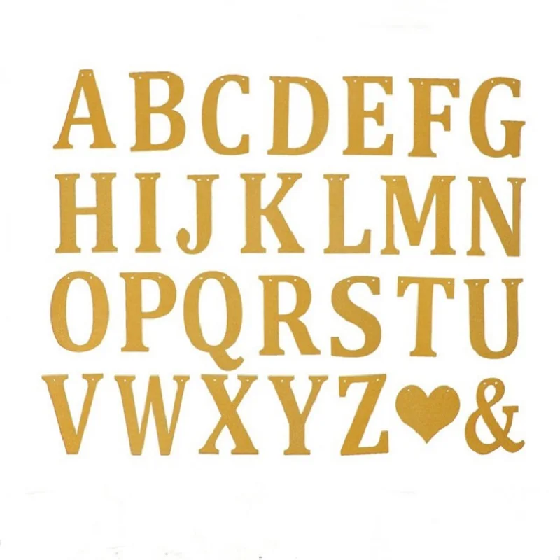 

26 English alphanumeric gold powder paper birthday party decoration banner string flags learning English early education puzzle