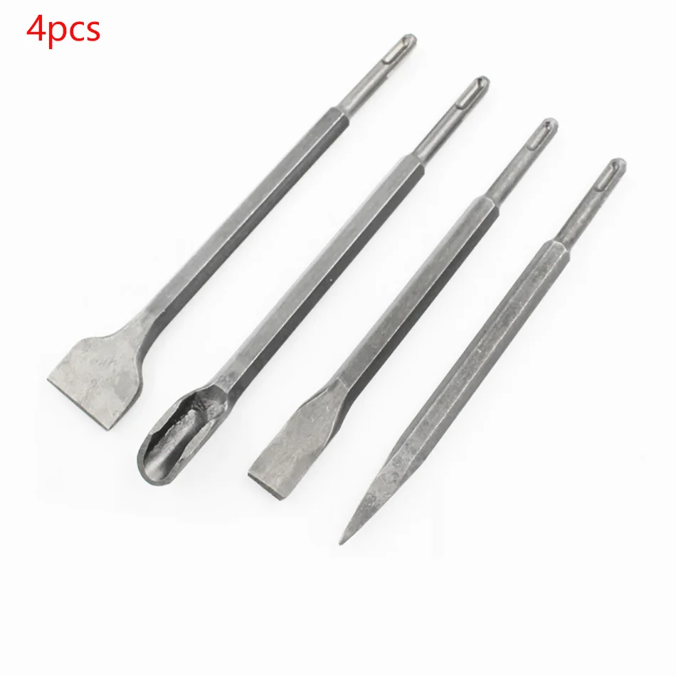 4PCS 4 шт. электрический молоток набор сверл Sds долото хвостовик ударный роторный бетонный сверление по кирпичу канавок - Цвет: 4PCS