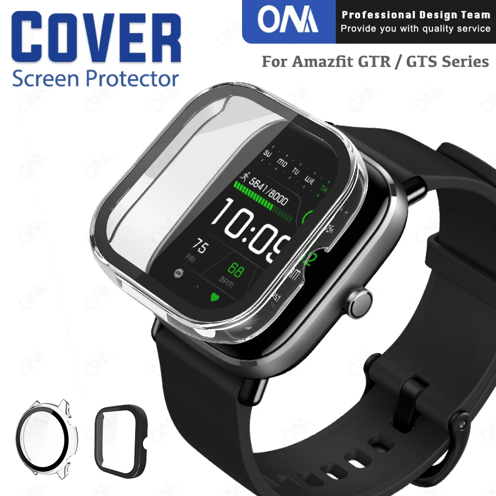 

Защитный чехол для ПК + Защитная пленка для Amazfit GTR3 GTR 3 Pro GTS3 GTS 3 2 Mini 2E с закаленным стеклом