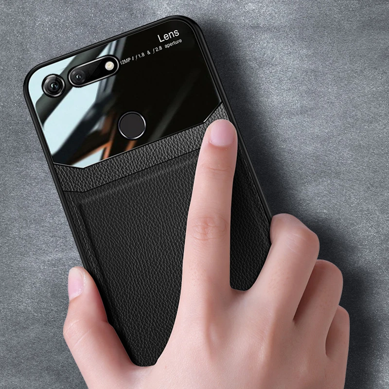 Чехол I coque чехол для HuaWei Honor View V20 V10 на кожаном стекле силиконовый ударопрочный