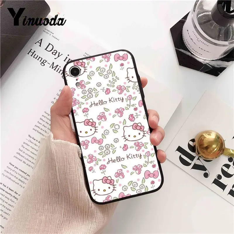 Yinuoda хит продаж Модный hello kitty черный чехол для телефона iPhone 11 pro XS MAX 8 7 6 6S Plus X 5 5S SE XR