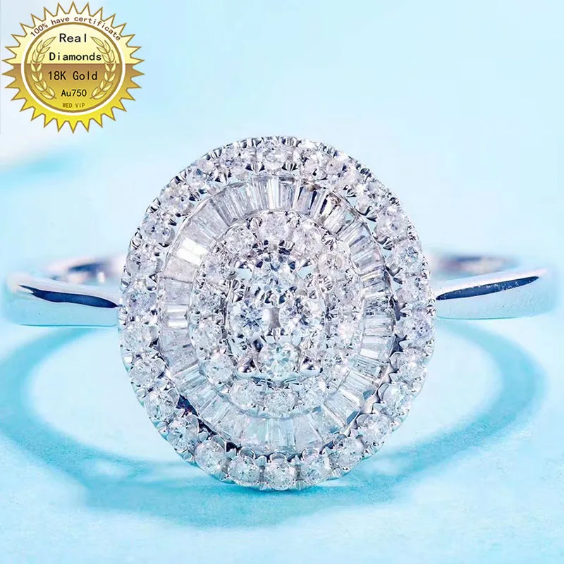 18k gold ring Natural Real 0.42ct Diamond Ring Engagement&ampWedding Jewellery have certificate 0031