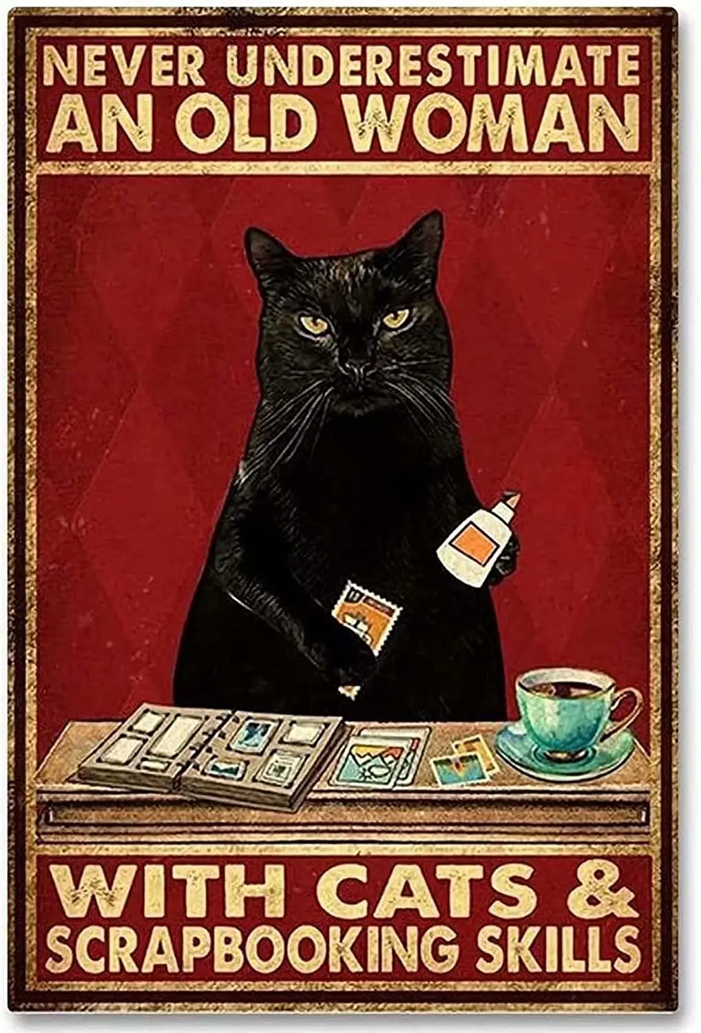 

Металлический Ретро-знак, винтажный жестяной знак для скрапбукинга и кошки, знак для таблички, постер, знак, подарок 8X12 дюймов