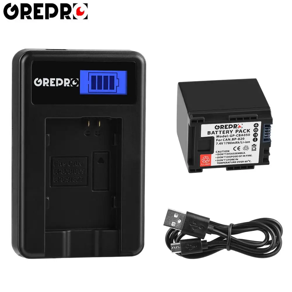 Аккумулятор для камеры 1780 мАч BP-820 BP 820 + зарядное устройство с ЖК-дисплеем и USB Canon