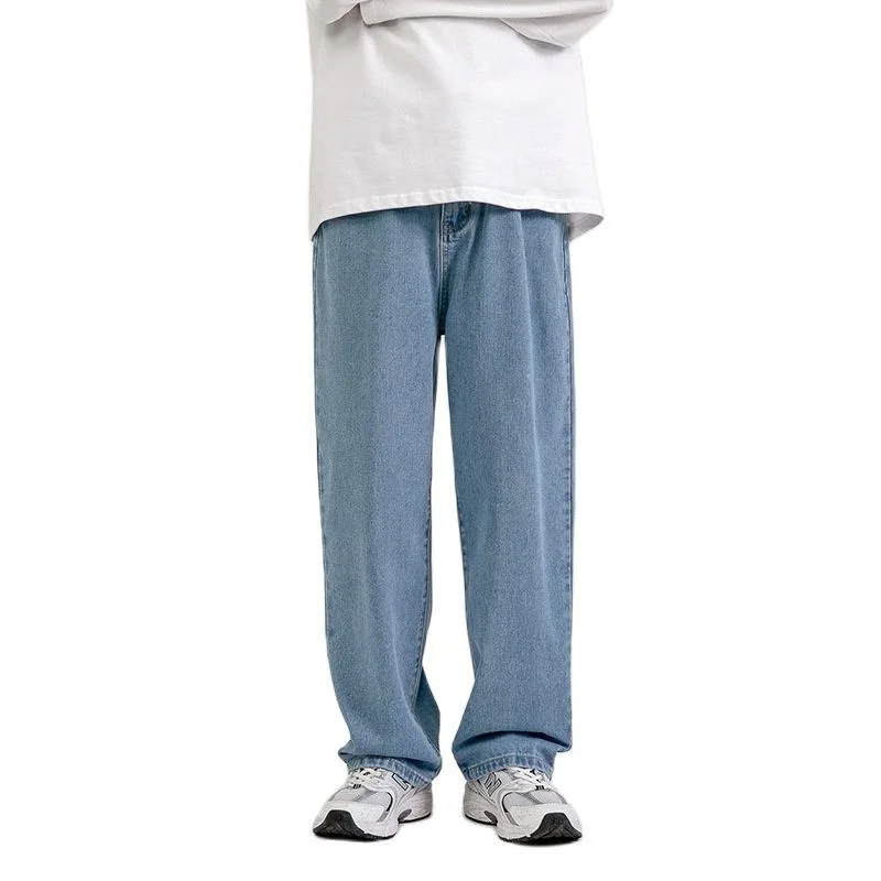 

2021Men's Jeans Summer New Fashion Loose Straight Casual Wide Leg Pants Trendy Mans Streetwear Korean Hip Hop Trousers 5 Colors