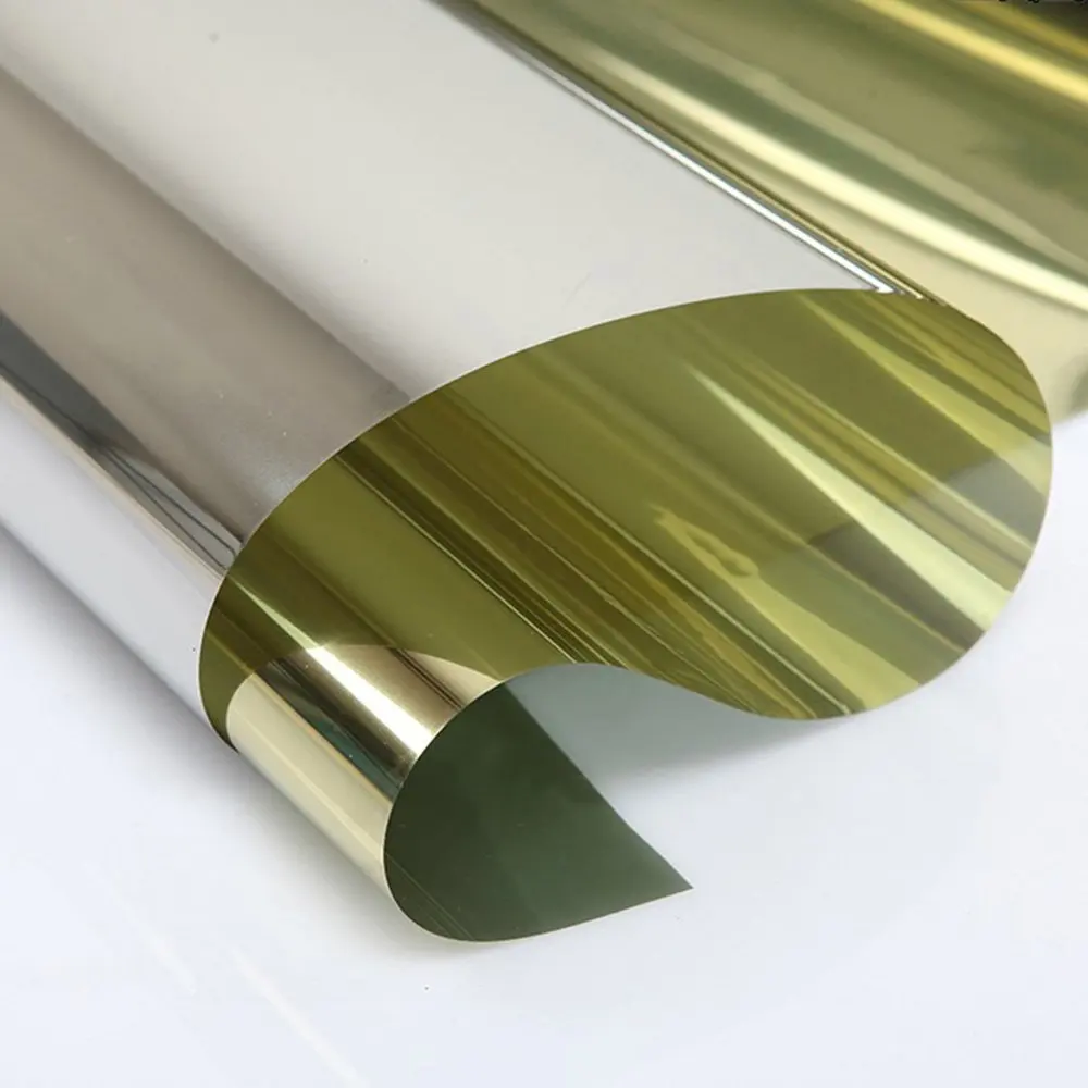 

90cm Width Gold Window Film PET Self-Adhesive Removable Private UV-Proof Explosion-Proof One-Way Mirror Decorative Glass Film