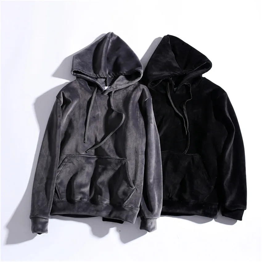 Женская бархатная толстовка с капюшоном Короткая свободная золотистого цвета