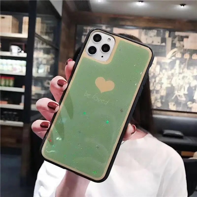 Мягкий силиконовый чехол для телефона iPhone 7 8 6 s Plus X XS XR 11 Pro Max блестящая эпоксидная