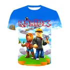 От 4 до 14 лет новые футболки для мальчиков с 3d принтом Kawaii Robloxing, мультяшная Мужская футболка с коротким рукавом 2021, летние повседневные универсальные Топы