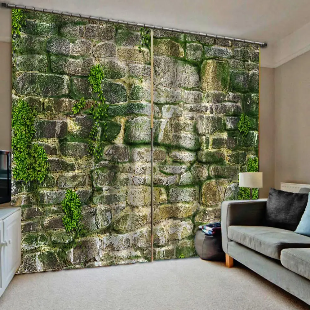 Светонепроницаемые шторы с зеленой травой 3D-принтом полиэстер фотодрапировка