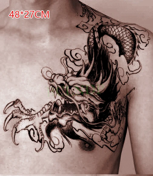 Водостойкая временная татуировка-наклейка в китайском стиле дракон большая