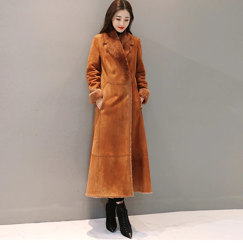 

2019 New Sheepskin Faux Fur Coat Thick Artificial Suede Coats Women Winter Lambs Wool Thicken Warm Shearling Jackets Women