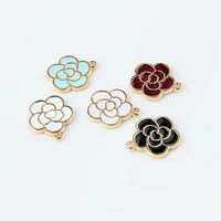 10pcslot fashion jewelry gold color tnoe peony flower charm oil drop charms for diy handmade jewelry making