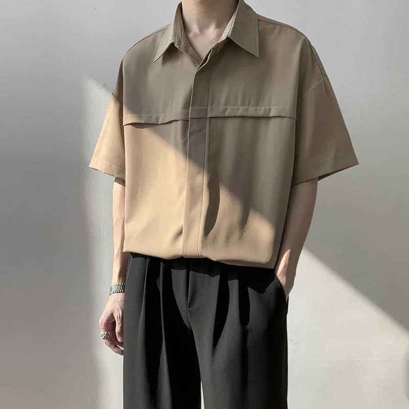 

2021 Men's Summer Loose Short Sleeve Shirt Office Formal Korean New Package Mail College Streets Fashion Couples