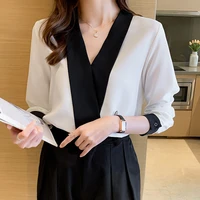 autumn long sleeve chiffon shirt women casual v neck pullovers blouse women solid ladies clothing blusas