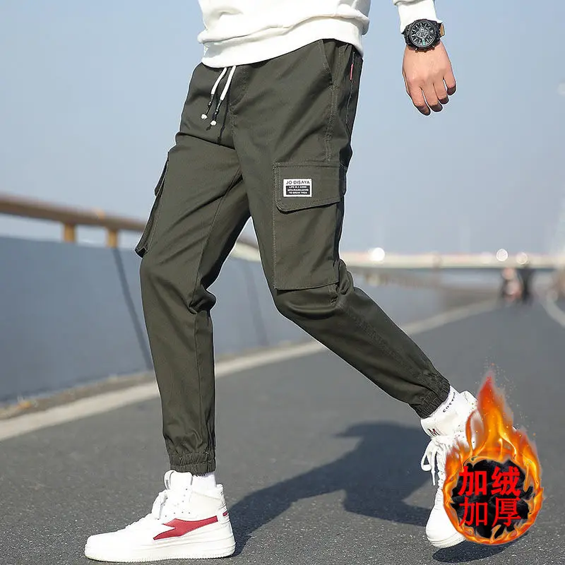 

Рабочие брюки мужские утепленные на флисовой подкладке осень-зима камуфляжные спортивные брюки с завязкой на лодыжке повседневные свободн...