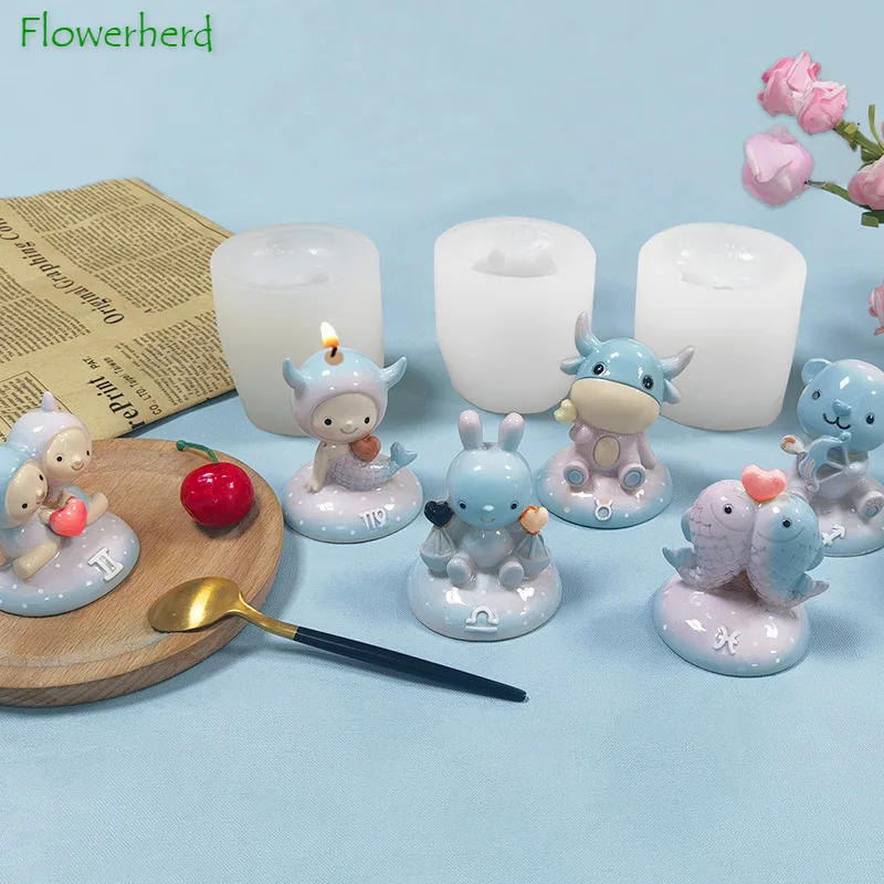 

New Twelve Constellation Silicone Mold DIY Homemade Mousse Cake Mold Aroma Candle Ice Cube Mold Resin Mold Candle Making Kit