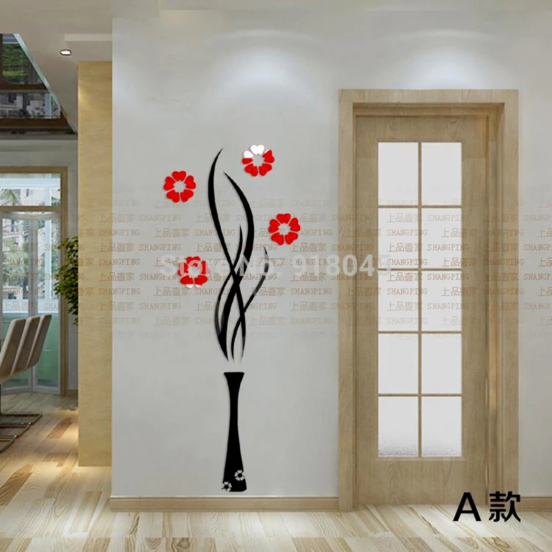 Сливовая ваза акриловые 3D настенные наклейки для гостиной ТВ фон DIY