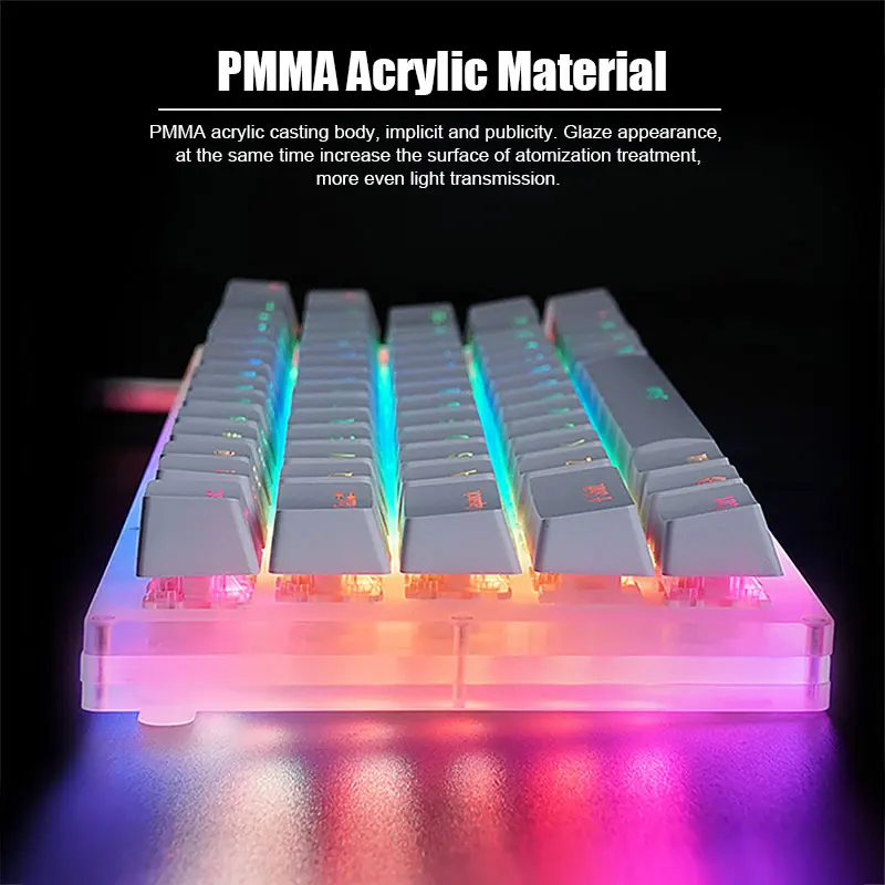 womier k66 keys hot swappable mechanical gaming keyboard tyce c wired rgb backlit gateron switch crystalline base for pc laptop free global shipping