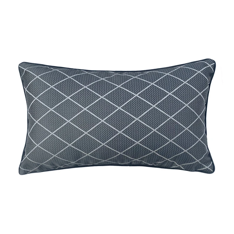 

Classic Diamond-type lattice Lumbar Pillow Woven Dark Grey Pipping 30x50cm Velvet Home Decor Soft Waist Designer Cushion Cover