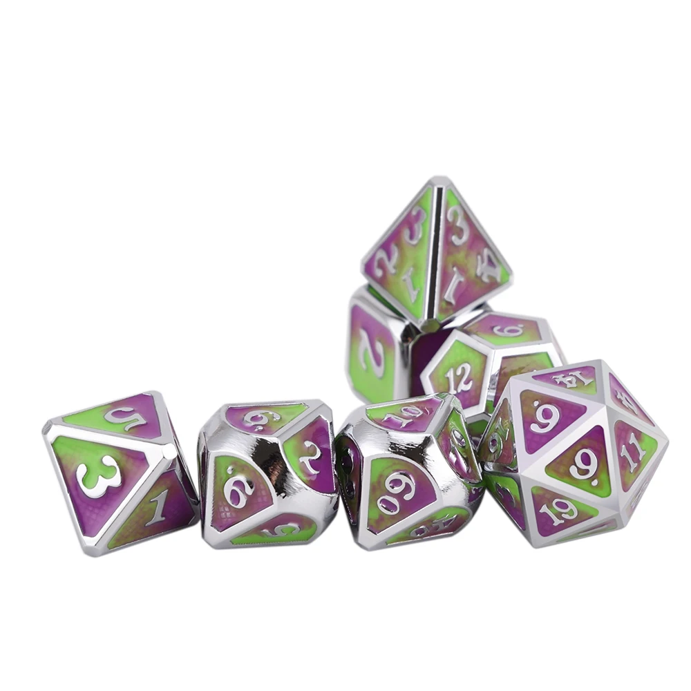 Металлические игральные кости Dragon Scale 7 шт. с чехлом для DND ролевой игры MTG