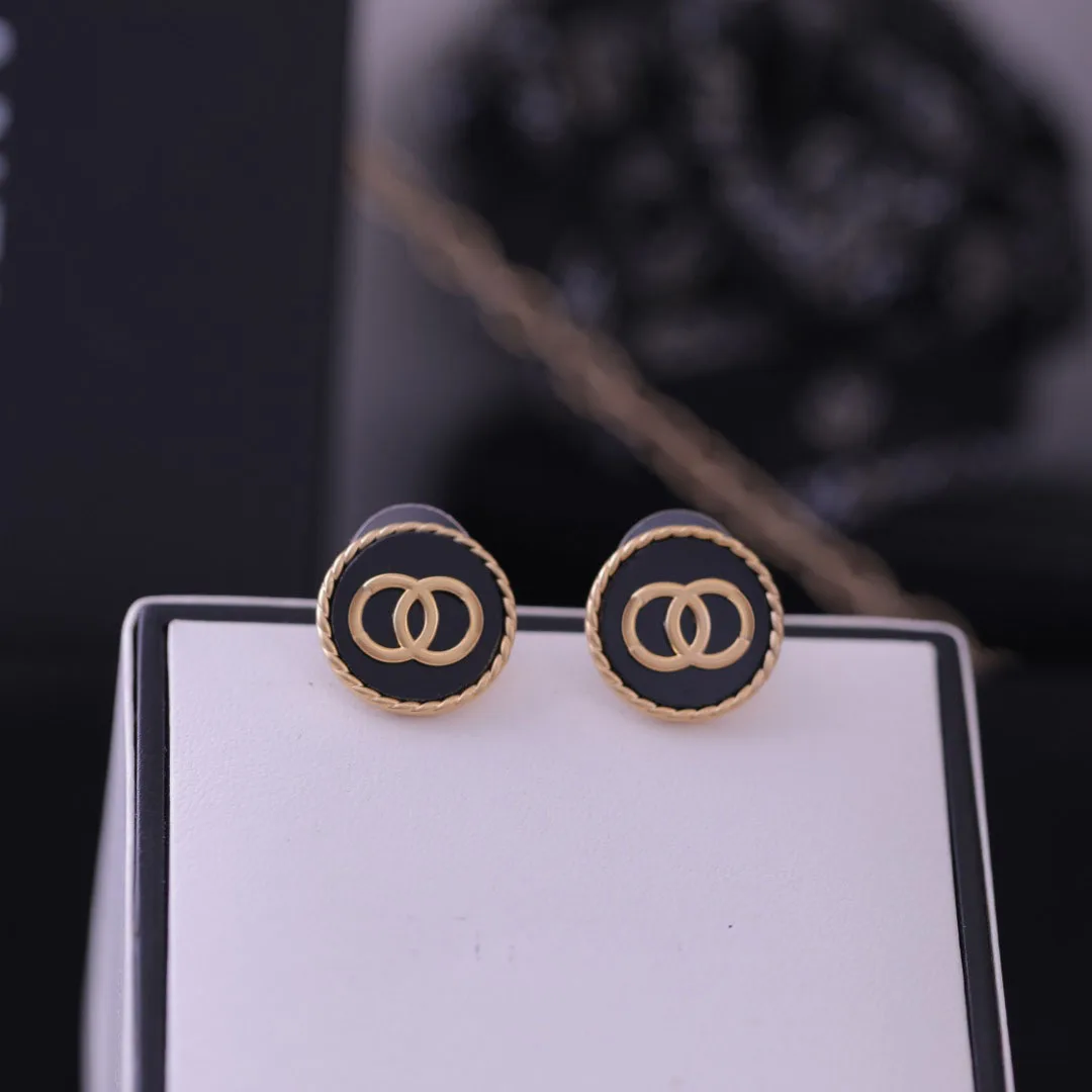 

B45 Brand C alphabet earrings with gold-plated labels and zircon micro-inlaid European and American fashion punk personality