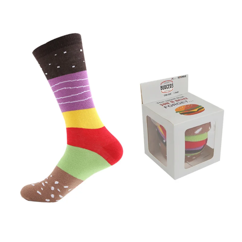 S Women Men Socks Personalized Design Pizza Doughnut Christmas Set Gift Box Socks Happy Harajuku Cotton Sokken Happy Gifts