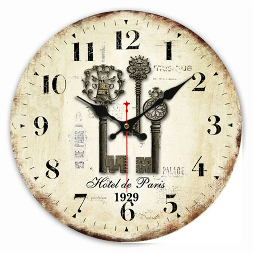 Часы для отеля в Париже винтажные деревянные настенные часы стиле фермерского