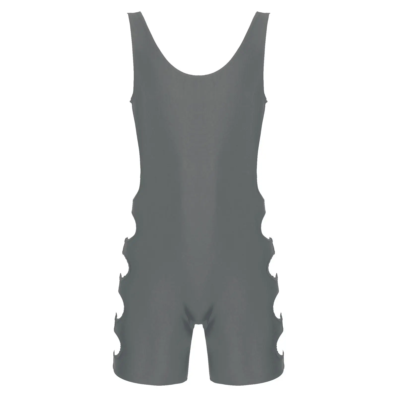 

Lingerie Hollow Out Bodysuit Mens Sleeveless Workout Fitness Gymnastic Exercise Cycling Solid Color Leotard Slim Fit Jumpsuit