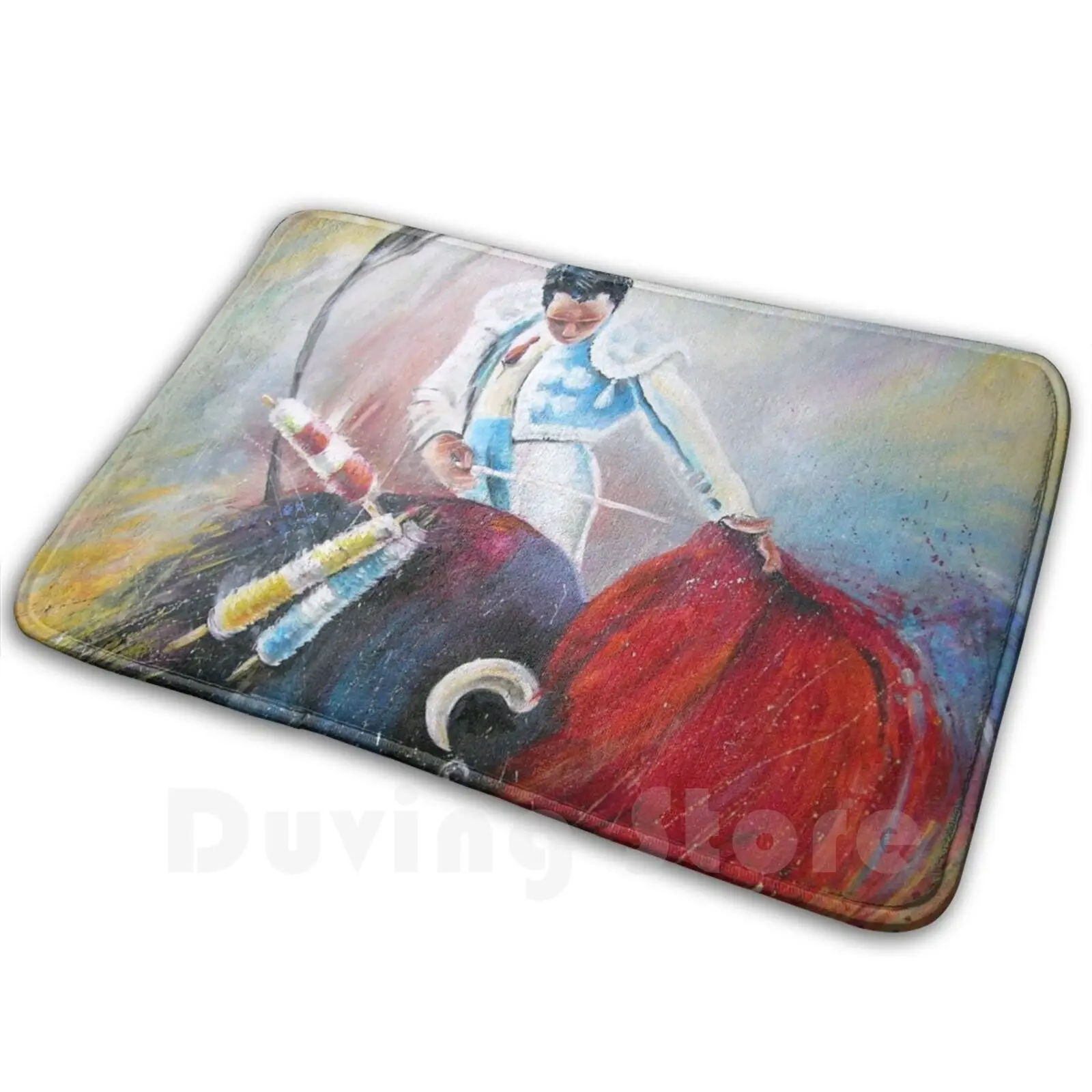 

2010 Acrylics Seeing Red Carpet Mat Rug Cushion Soft Culture Spain Fiesta Tradition Animals Bulls Bullfight Corrida