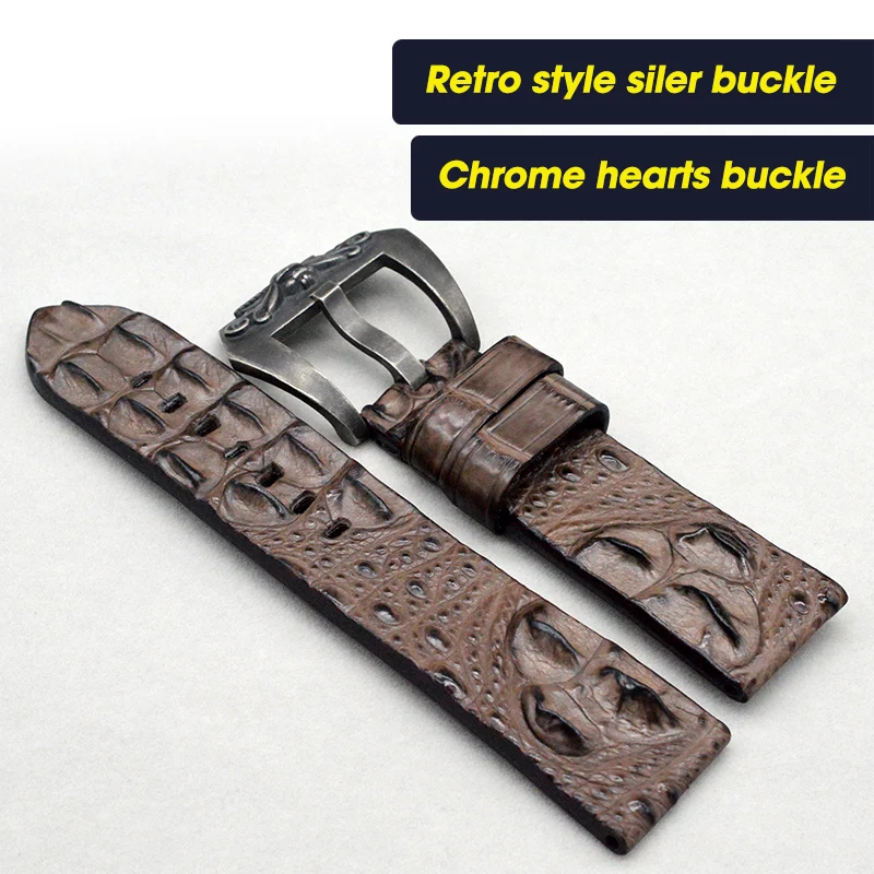 Ремешок из крокодиловой кожи для мужских и женских часов коричневый браслет