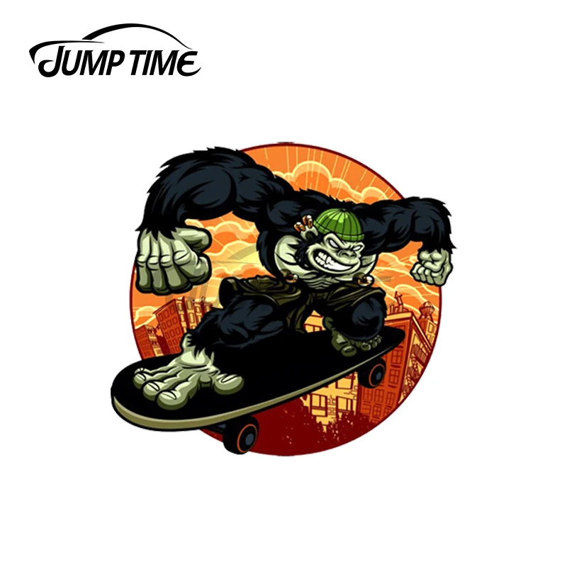 Jump Time 13 x 13cm For Gorilla Skateboard Car Stickers Anime Windows Decal Scratch-Proof Windshield Vinyl Car Wrap