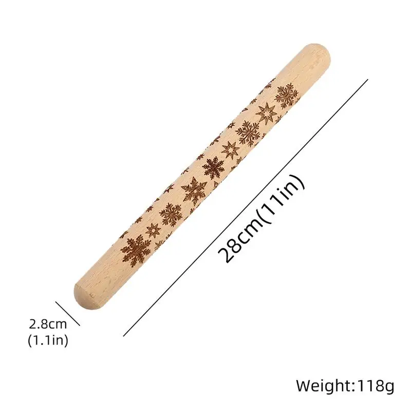 Скалка для теста гладкая эргономичная Деревянная Рождественская с прозрачным и