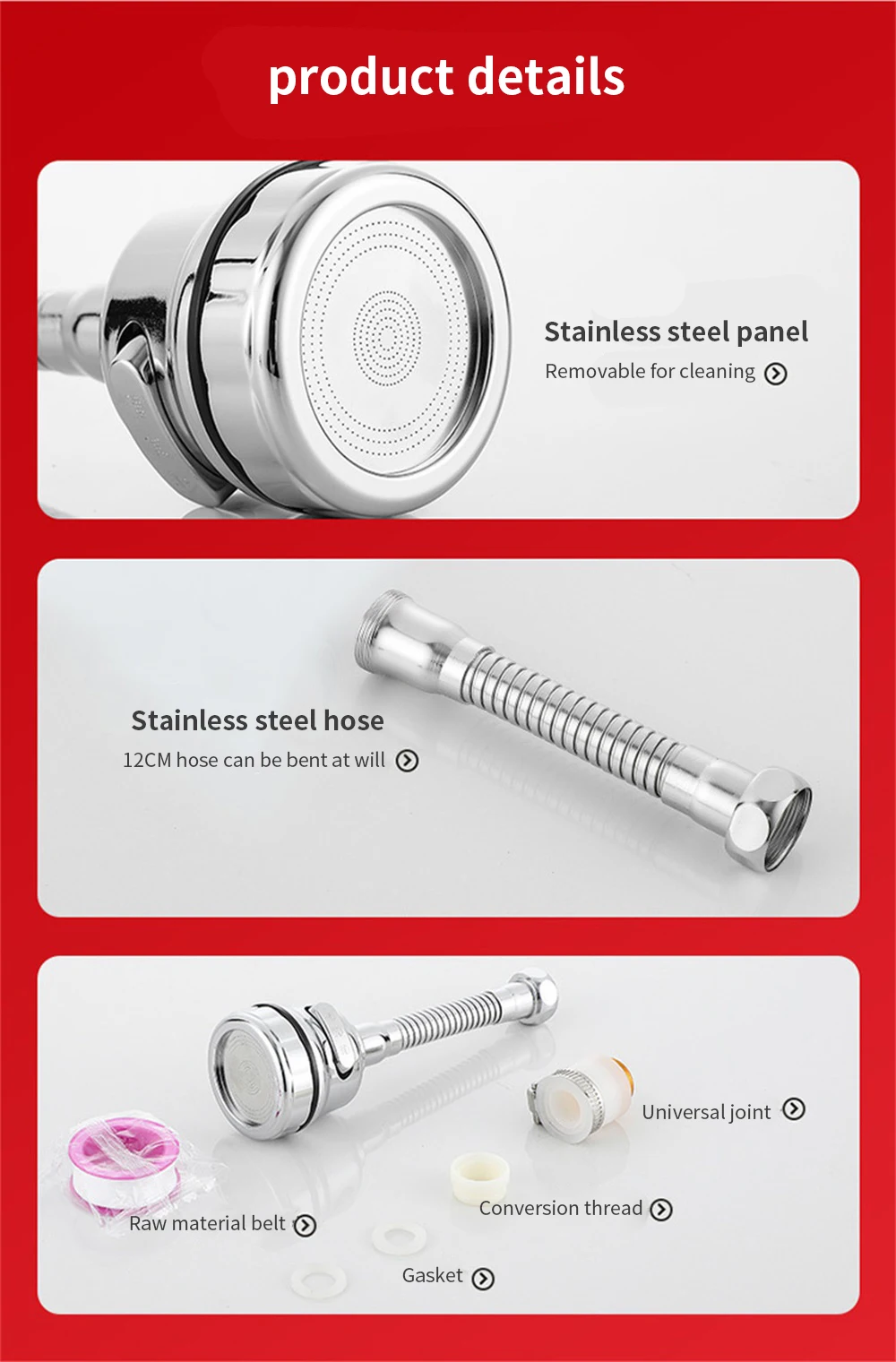 

Stainless Steel Faucet Extender 360 Rotatable Bent Water Tap Tank Faucet Filter Washing Aerator Bathroom Kitchen Accessories