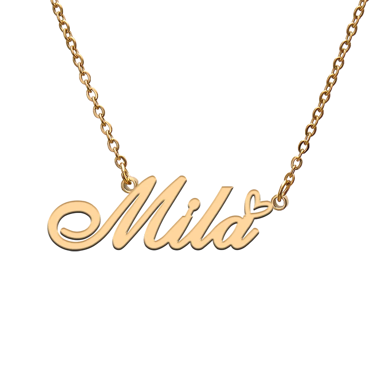 

God with Love Heart Personalized Character Necklace with Name Mila for Best Friend Jewelry Gift