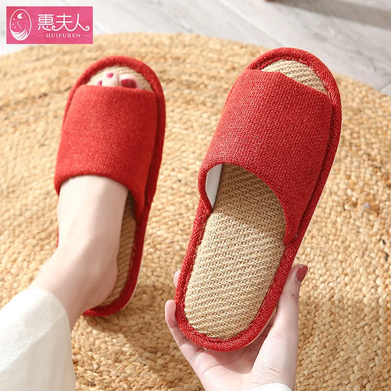 

Тапки льняные домашние для женщин и мужчин, бесшумные, Нескользящие, из хлопка и льна, меховые Симпатичные шлепанцы для девочек