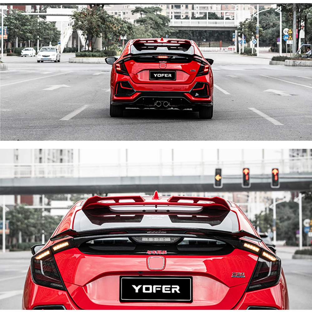 2pcs for honda civic hatchback top spoiler yofer rear wing abs trim body kit racing tuning part fk7 accessories 2020 2021 free global shipping