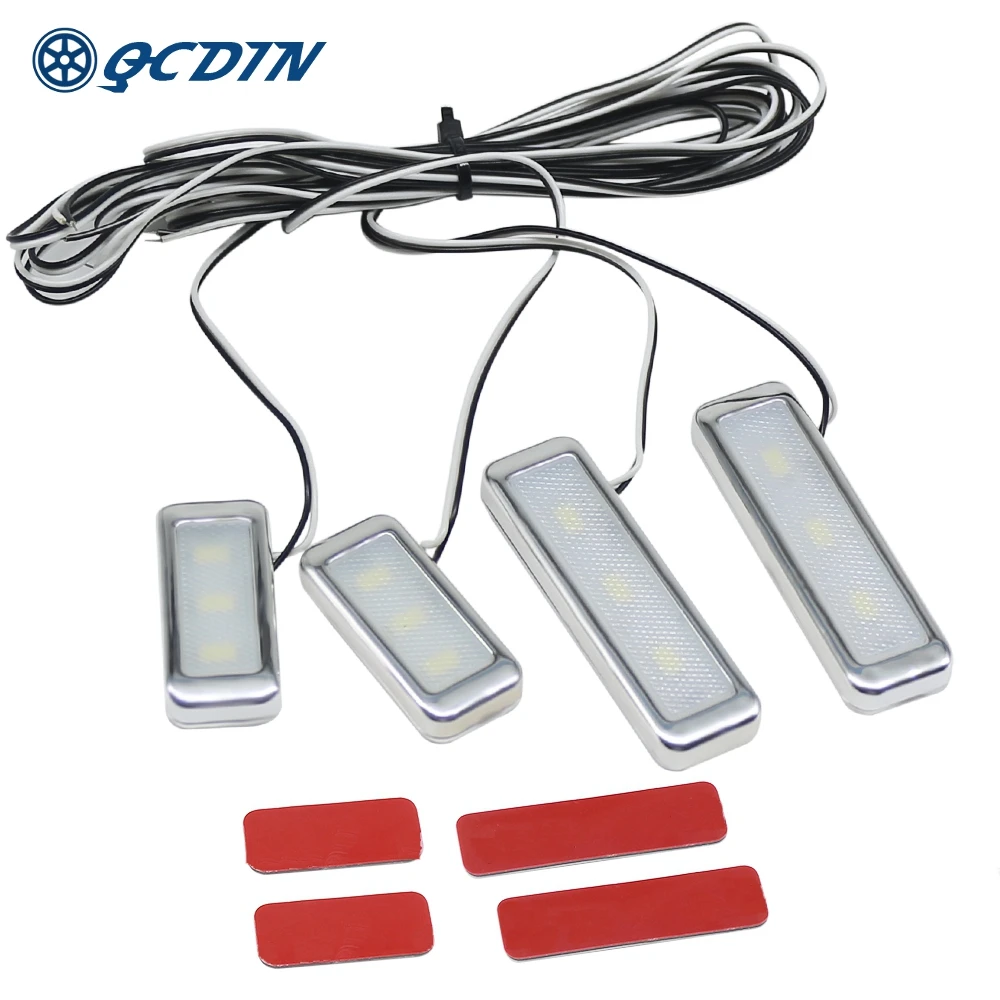 QCDIN светодиодный светильник для салона автомобиля с ручкой на двери декоративный