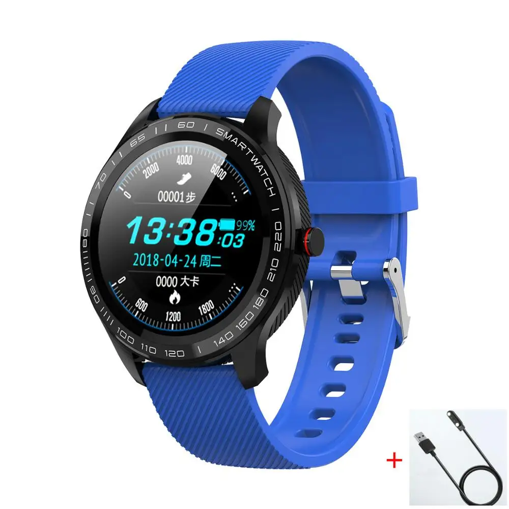 blue silicon cable L9 ECG PPG Смарт-часы для мужчин спортивные Bluetooth умные часы с пульсом водонепроницаемый IP68 кровяное давление кислородная кожа часы для женщин - Цвет: blue silicon cable