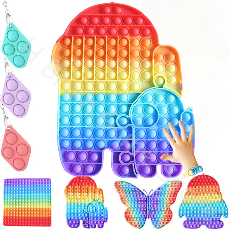 

Giant Size Amonged Us Pop Its Fidget Toys Rainbow Big Push Pop Bubble Dimple Antistress Toy Simpl Dimmer Stress Toy Kid Gifts