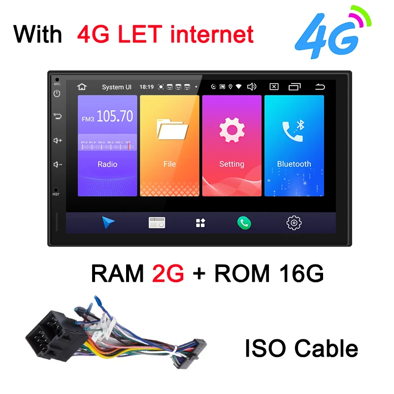ISO cable 4G LTE Автомобильный мультимедийный плеер AUTOTOP 2 Din Android 9,0 ", автомобильный DVD gps для Nissan, Toyota, Volkswagen, Mazda, BYD, Kia, VW, peugeot, Lada, стерео - Цвет: ISO cable 4G LTE