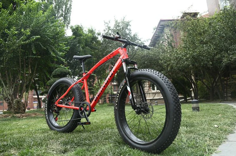 Горный велосипед 4,0 fat tire велосипедный двойной дисковый тормоз пляжный велосипед Снежный велосипед светильник из высокоуглеродистой стали горный велосипед
