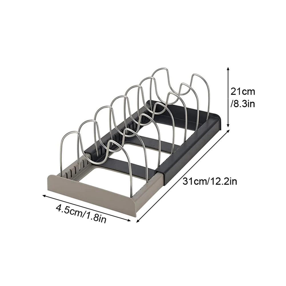 

Home Extendable Pans Storage Rack Cookware Pot Lid Holder Kitchen Cabinet Stainless Steel Bakeware Multifunction Cutting Board
