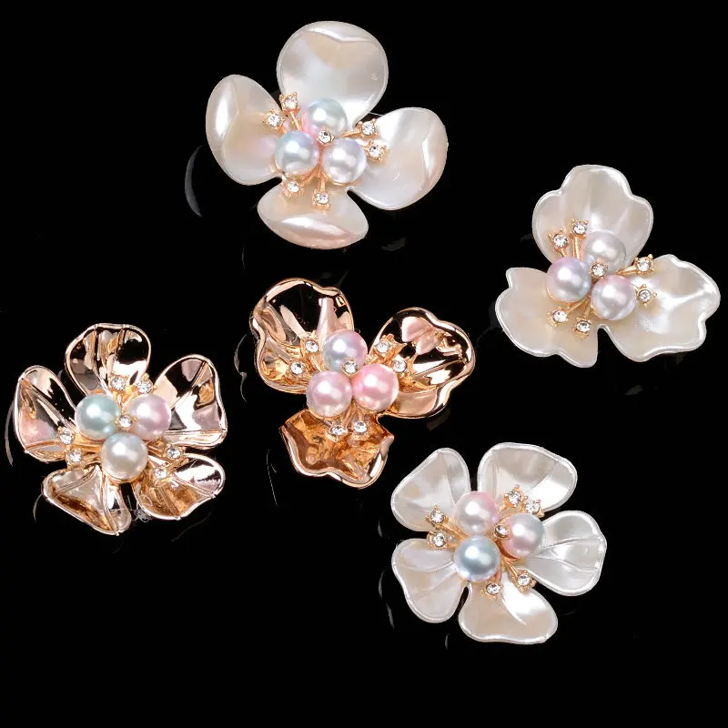 

5 pcs/lot Alloy Rhinestone flower petal Diamond Pendant Buttons Ornaments Jewelry Earrings Choker Hair DIY Jewelry Accessories
