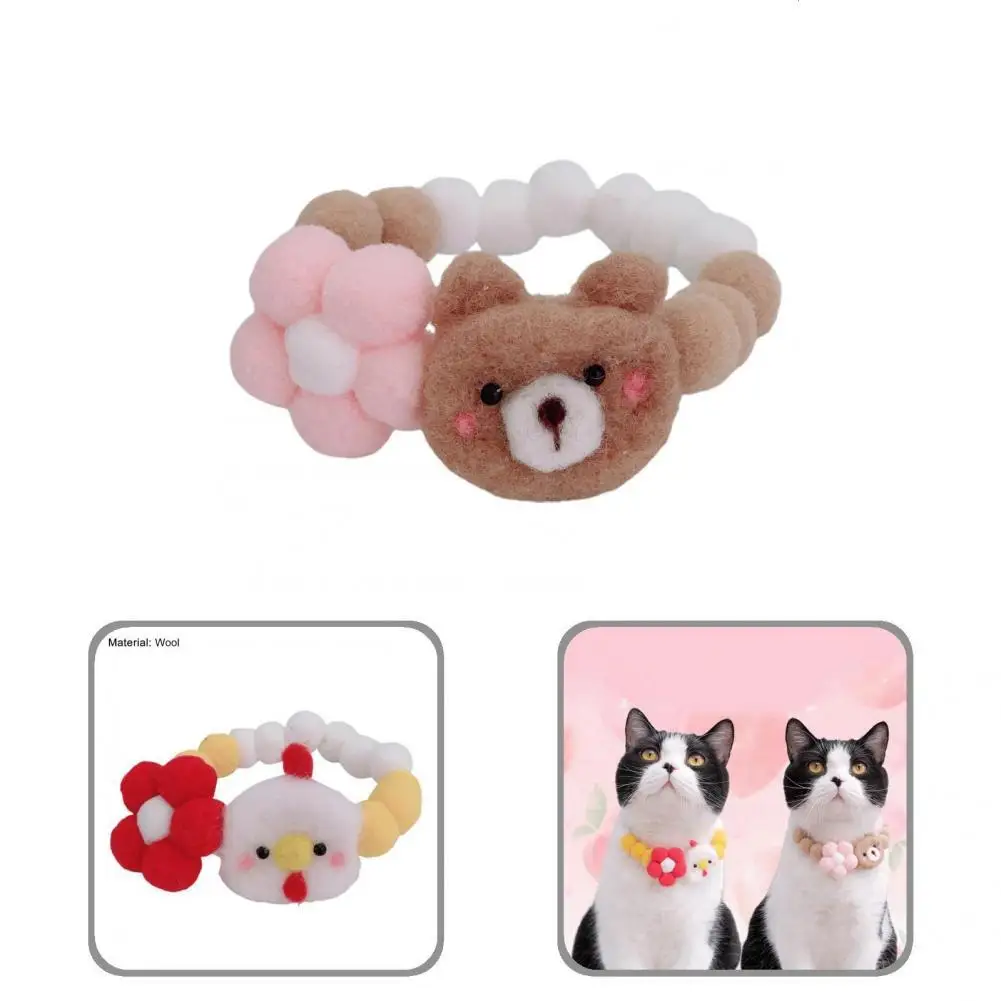 

Breathable Fashion Fancy Hairball Colorful Kitten Necklace Soft Texture Pet Collar High Elasticity Band for Holiday